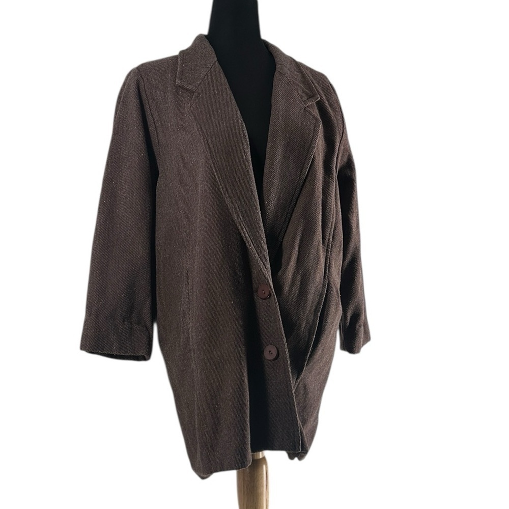 Paco Rabanne vintage blazer Textured Brown Fabric 4/3 sleeve 80's sz 9
